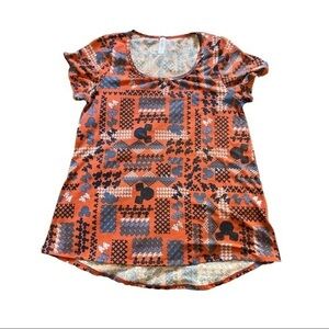 Lularoe Disney Mickey Mouse Orange Scoop Neck Shirt Size Small EUC #4607